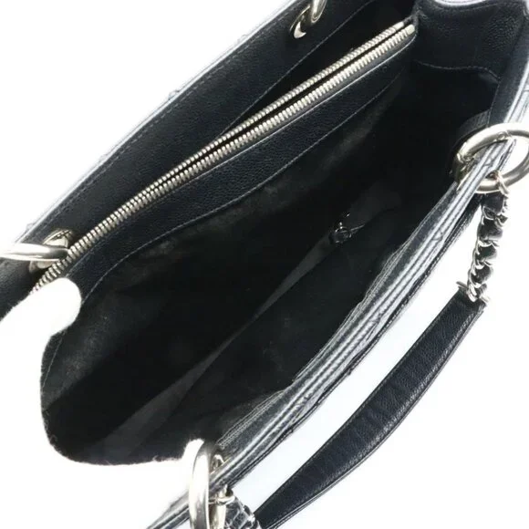 Authentic CHANEL GST Caviar Grand Shopping Tote Quilted Chain Shoulder Bag Purse